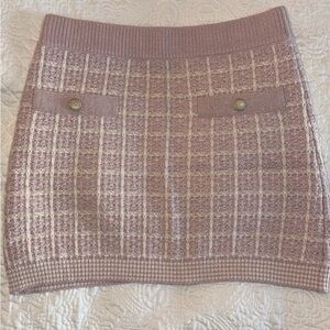 Love Shack Fancy Knit Wool Skirt in Pink and Cream
